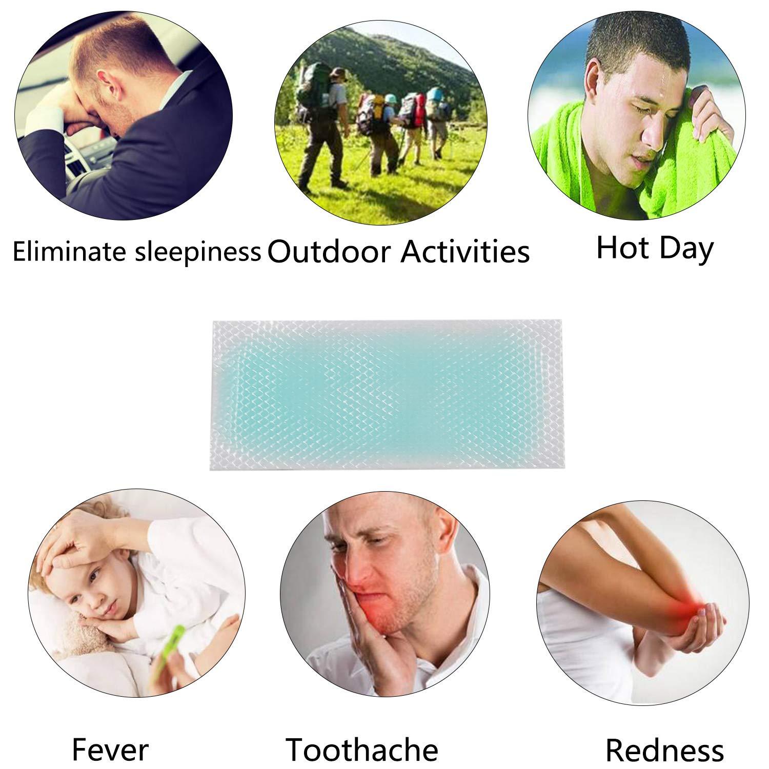 Alovexiong 20 Sheets Fever Cooling Gel Patches, Cooling Forehead Strips Cool Gel Pads for Dog Foot Baby Kids Children Adult Relieve Headache,Toothache Pain, Drowsiness Fatigue Refreshing Sunstroke