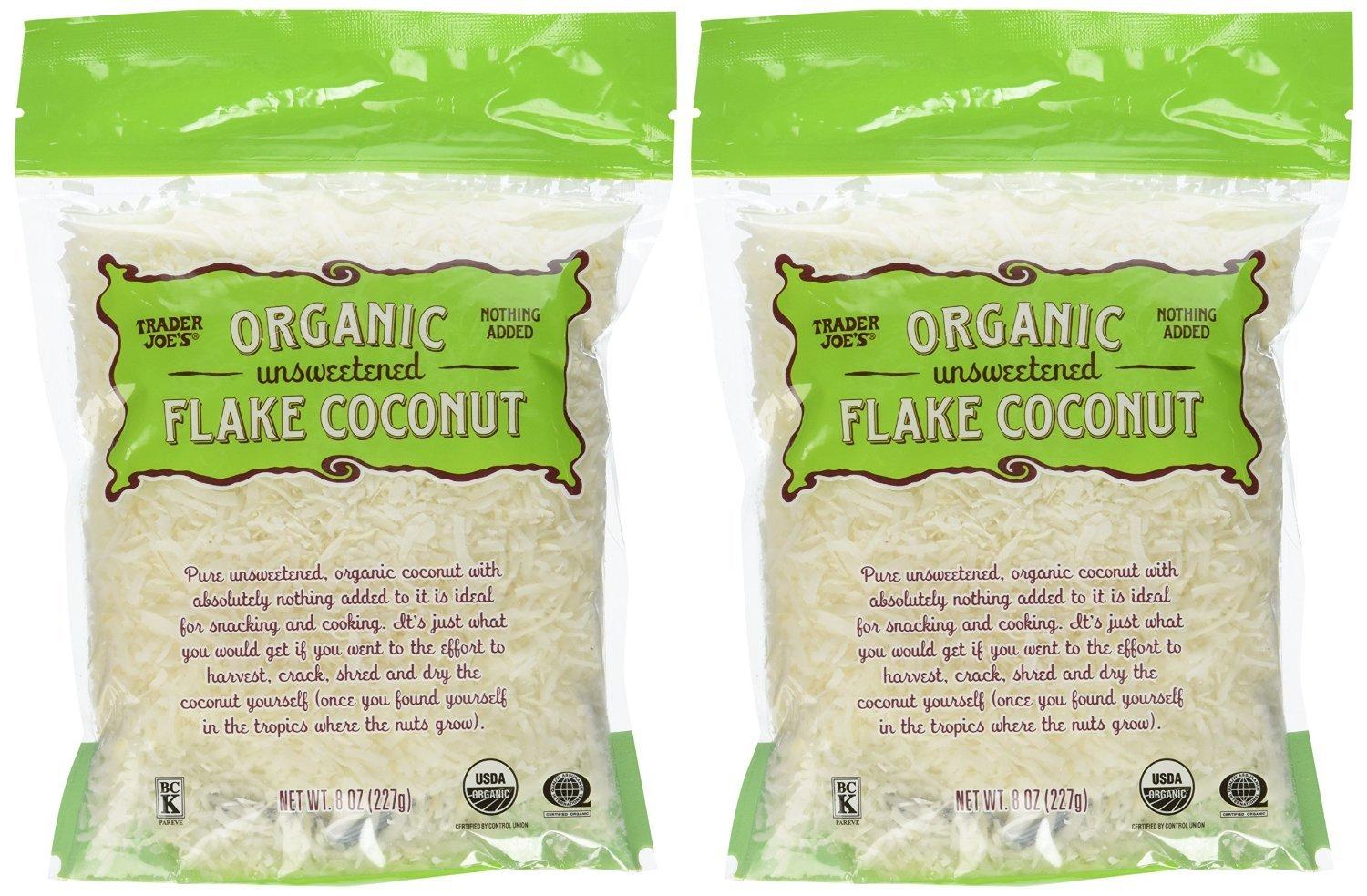 TJ\'s 2 Bags of Trader Joe\'s Organic Unsweetened Flake Coconut