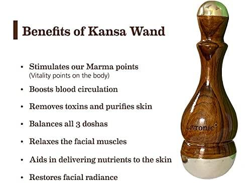 Livronic Livronic Kansa Wand (4.5 CM) Face Detox Bronze Wand Body and Foot Massager With Wooden Handle For Detoxification And Deep Relaxation (Small & Mini)