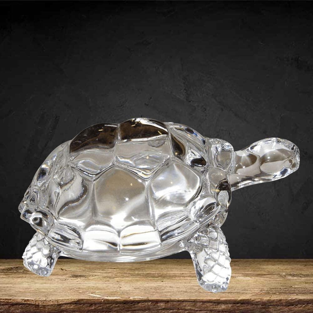 IndianStore4All IS4A Fengshui Vastu Original Clear Crystal Turtle for Peace & Prosperity (3 Inch Small)