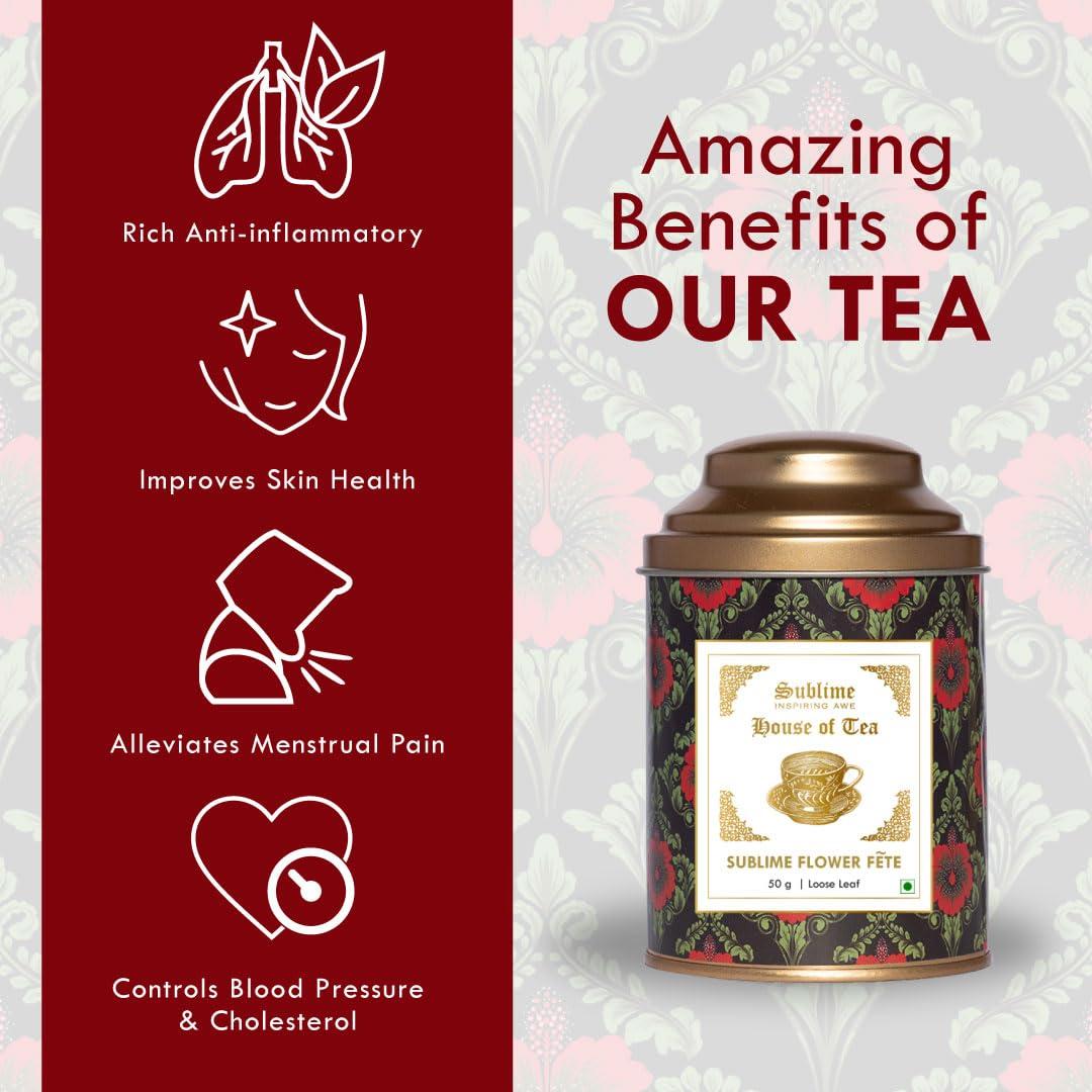 Sublime Inspiring Awe Sublime House of Tea | Flower Fete (50g) | Boosts Immunity and Gut Health, Great For Skin and Hair | Every Tea Lover's Delight