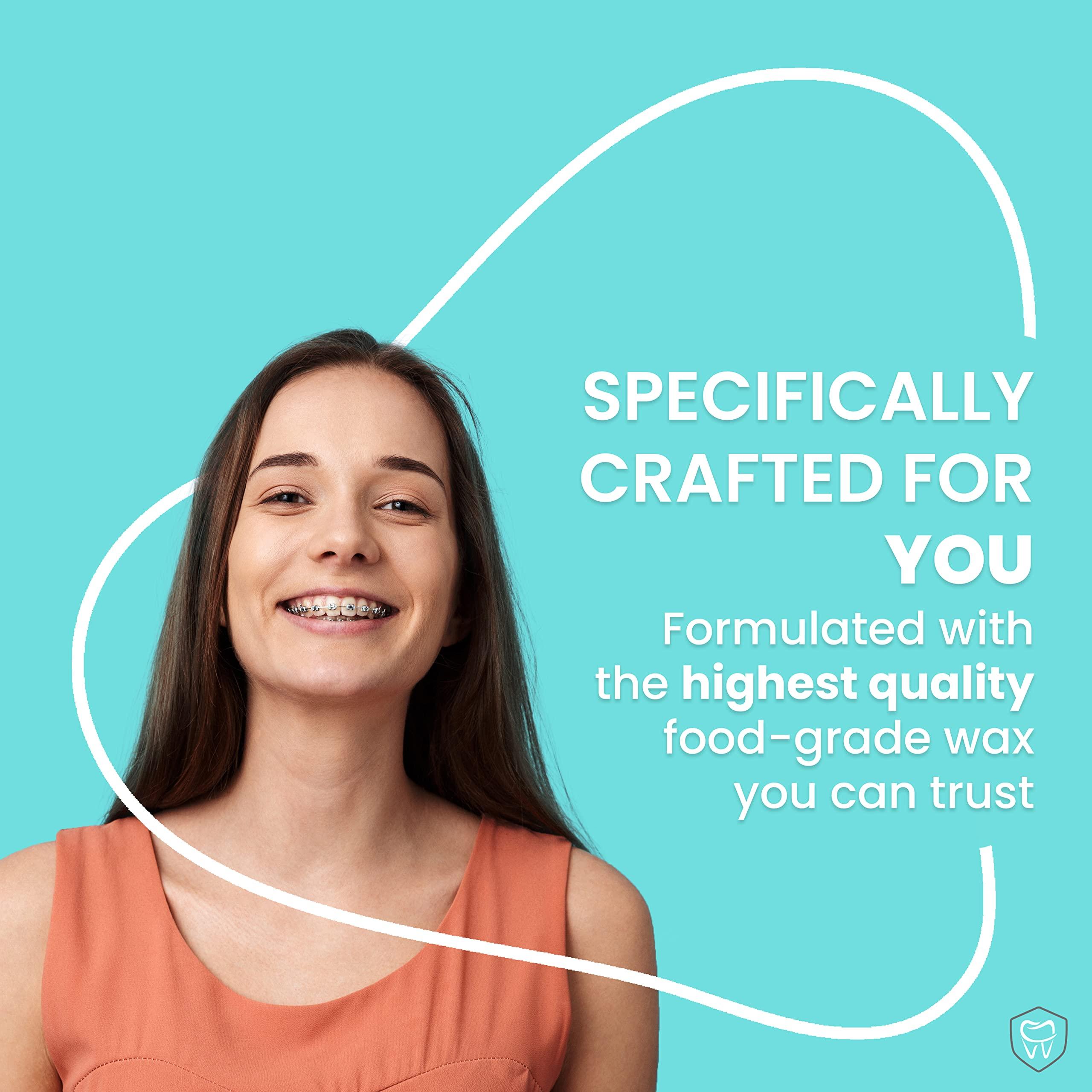 FRESH KNIGHT Braces Wax,10 Pack. Dental Wax for Braces & Aligners - 50 Premium Orthodontic Wax Strips, Wax for Teeth, Vitamin E + Aloe. Includes storage case. Food Grade. Fresh Knight. (Vitamin E + Aloe Vera)