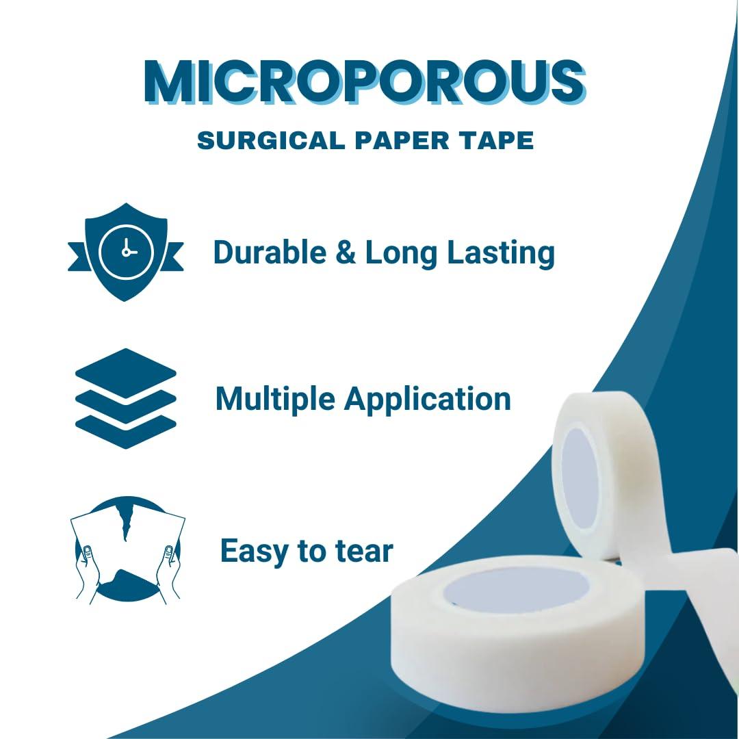 COMPLETE CARE Complete Care Microporous Surgical Paper Tape | Medical Tape for skin, Dressings and First Aid Bandage Tape for Sensitive Skin | Multipurpose Gentle Adhesive Tape for Wound Care- 3 Inch, 9 Mtr- Pack of 2 (4 Rolls Each Box)