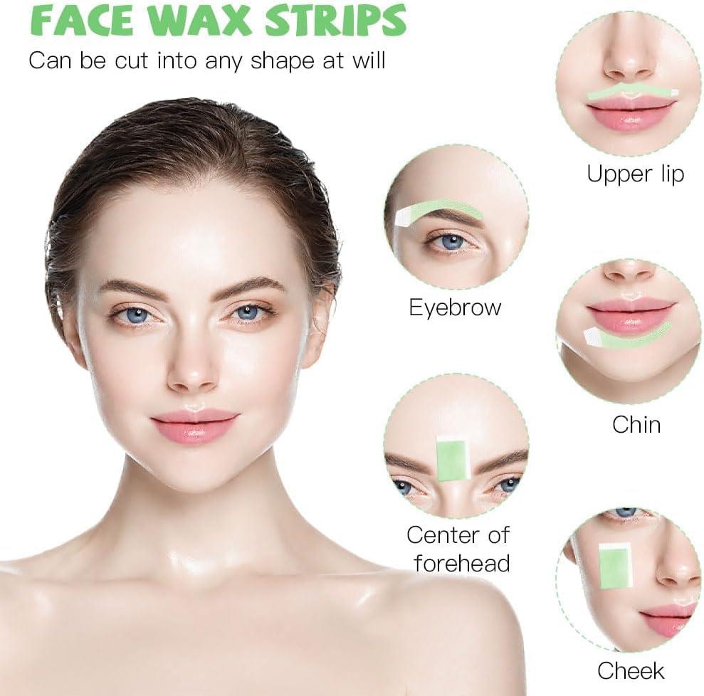 Rinpoche RINPOCHE Hair Removal Ready to Use Cold Waxing Strip Painless & Quick Eyebrows Upper Lip Chin Facial Wax Strips Kit for Gril\'s and Women\'s (Random) (Pack Of 10)