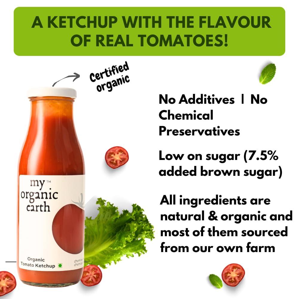 My Organic Earth My Organic Earth - Tomato Ketchup (Pack of 2)| Certified Organic Tomato Ketchup | Low on Sugar | 88% Fresh Organic Tomatoes | (300gm x 2)