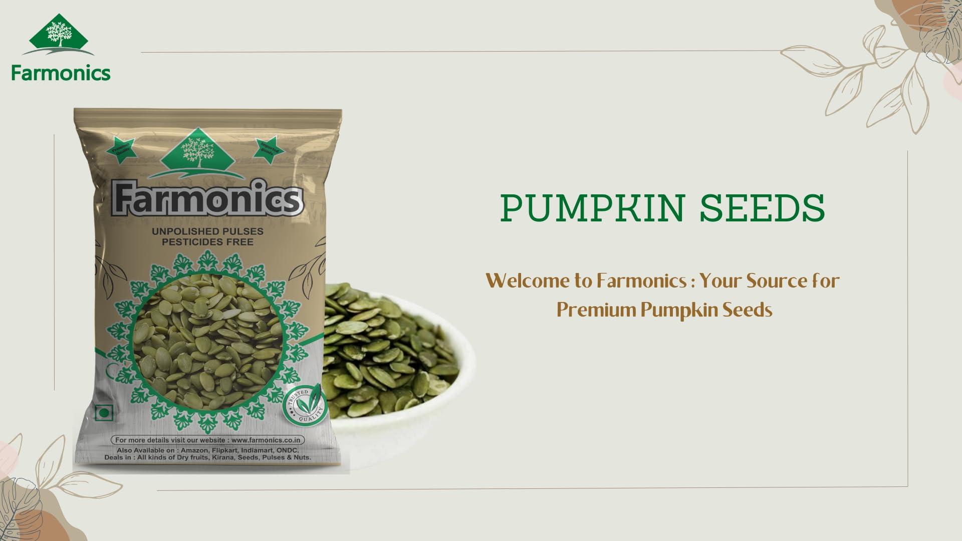 Farmonics Farmonics Edible Pumpkin Seeds - 250 Gram | Raw Kaddu Ke Beej | Seeds for Eating | Healthy Snack rich in Protien | Edible Seeds | Unsalted Pumpkin Sedds
