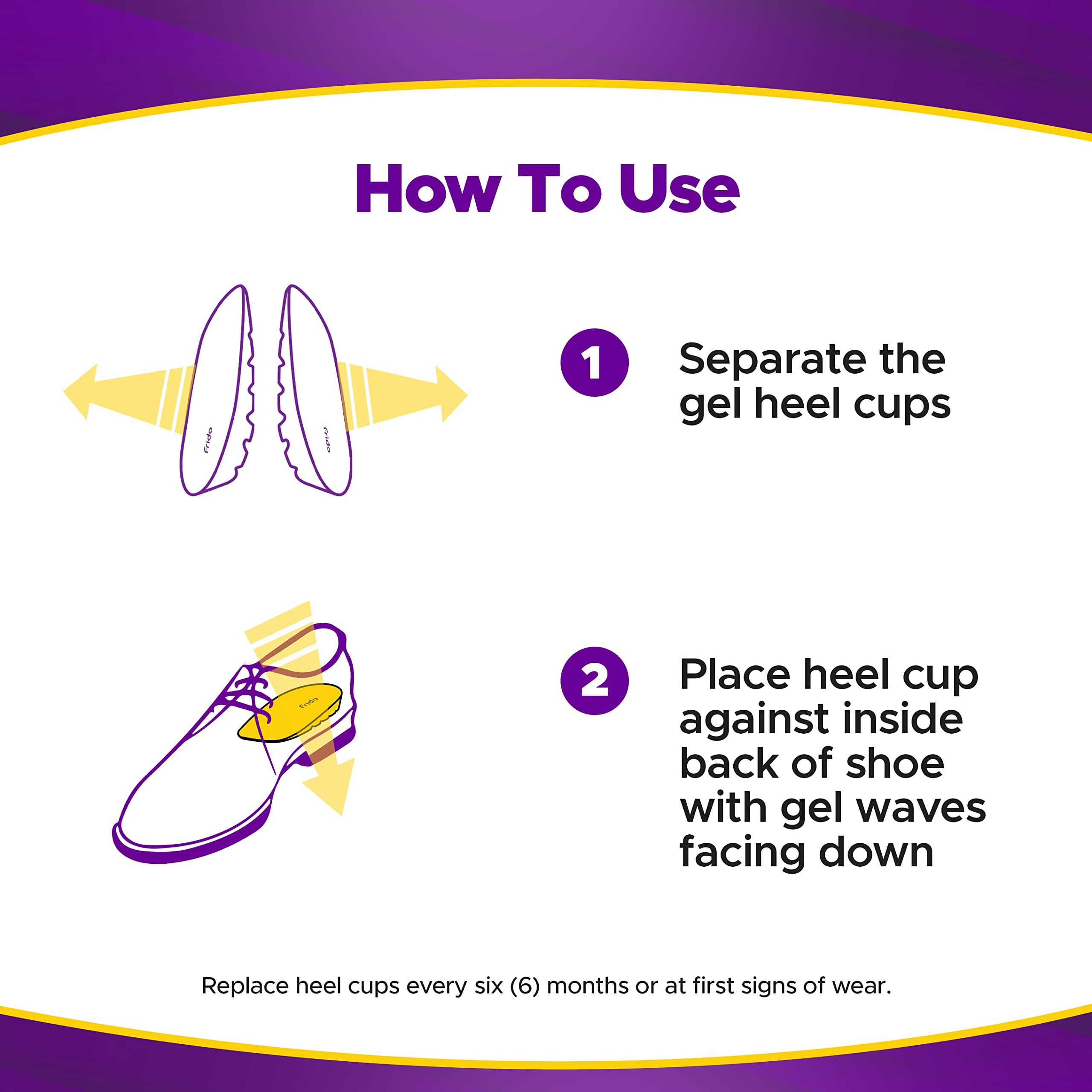 Frido Frido Orthopedic Heel Pads For Heel Pain Relief, Heel Insole For Extra Cushioning & Comfort, For Shock Absorption, Heel Aggravation & Spur Relief Heel Cups, Large (Uk 8 - 11), Pack Of 4