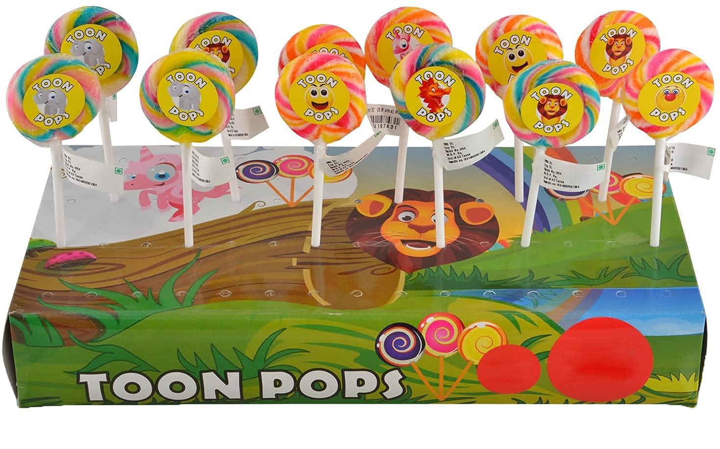 TOON POPS Toonpops Assorted Fruit Swirl Lollipops (12 pcs) + Orileys Strawberry Orange Slice Candy (75g)