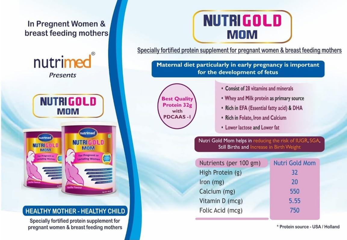 NUTRIMED NUTRIMED Nutrigold Mom Whey and Milk Protein Consist of 28 vitamins And minerals-400 Grams