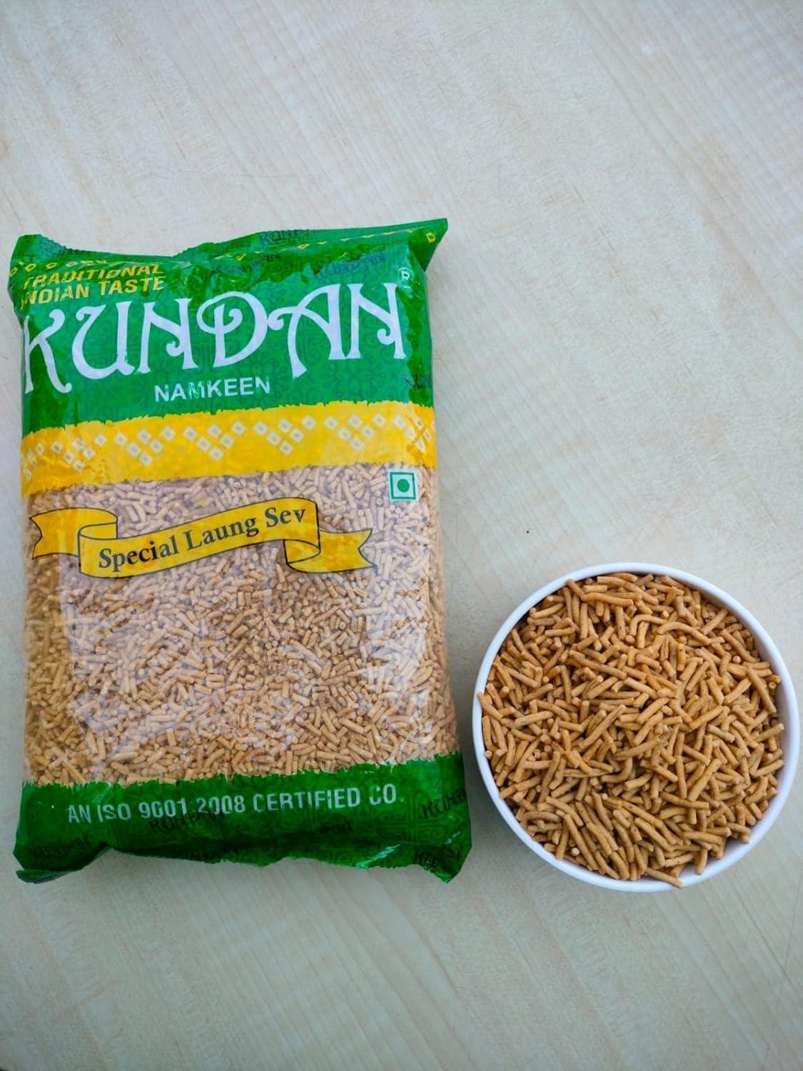 KUNDAN NAMKEEN KUNDAN NAMKEEN Laung Sev Crispy & Crunchy Barik Namkeen Snacks for Foodie Indians, 500gm (Pack of 3)