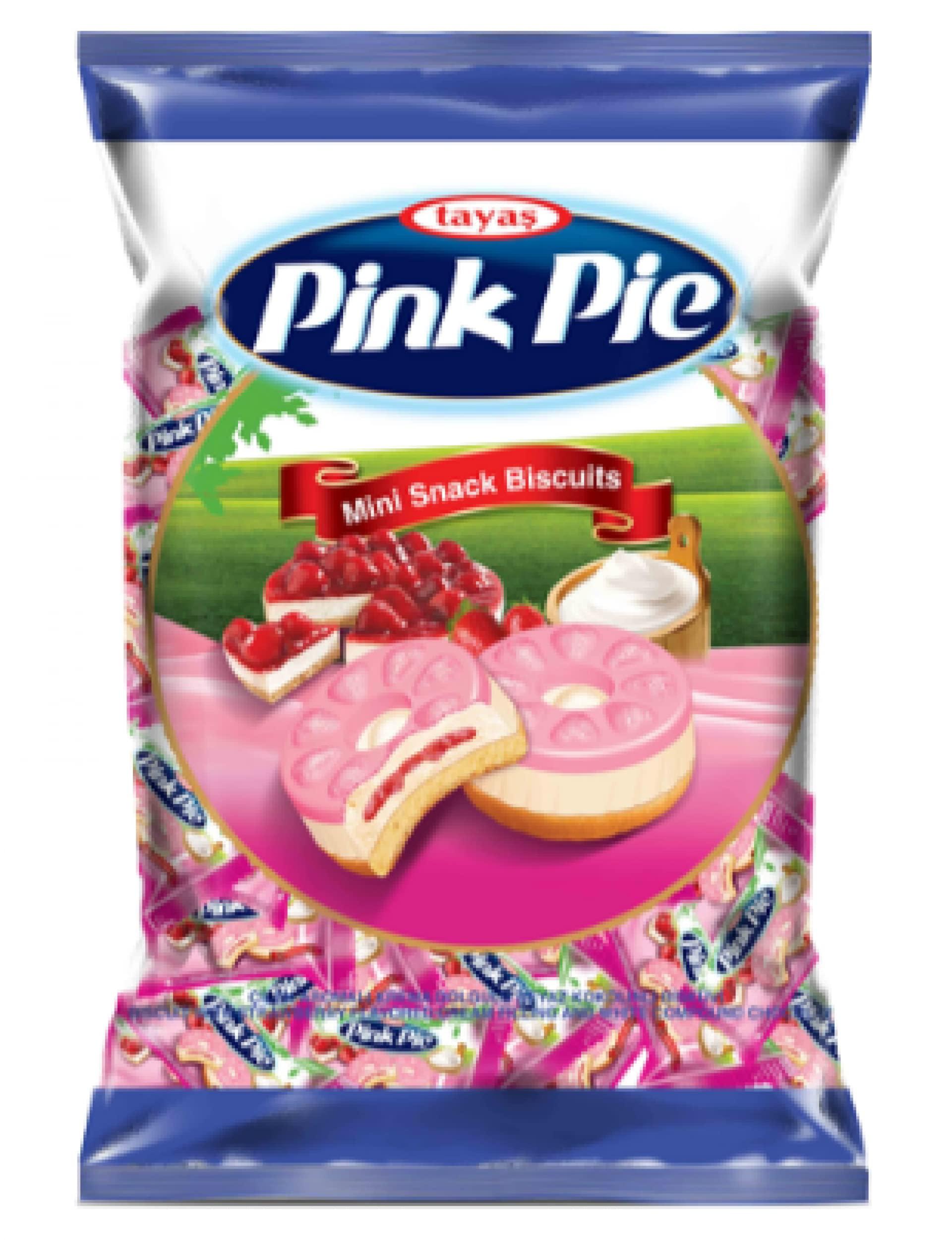 Generic Tayas Pink Pie New Mini Snack Biscuits With Strawberry Flavoured Cream Filling and White Compound Chocolate King Size 1 kg