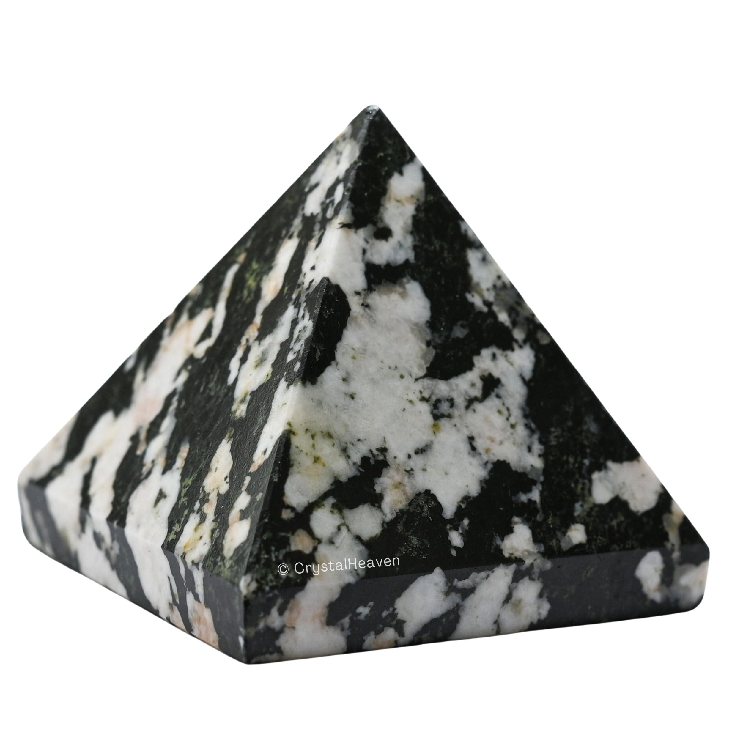 Crystal Heaven Certified Black and white Tourmaline Pyramid - 1\" Inch Crystal Pyramid for Positive Energy, Vastu, Reiki and Chakra Healing
