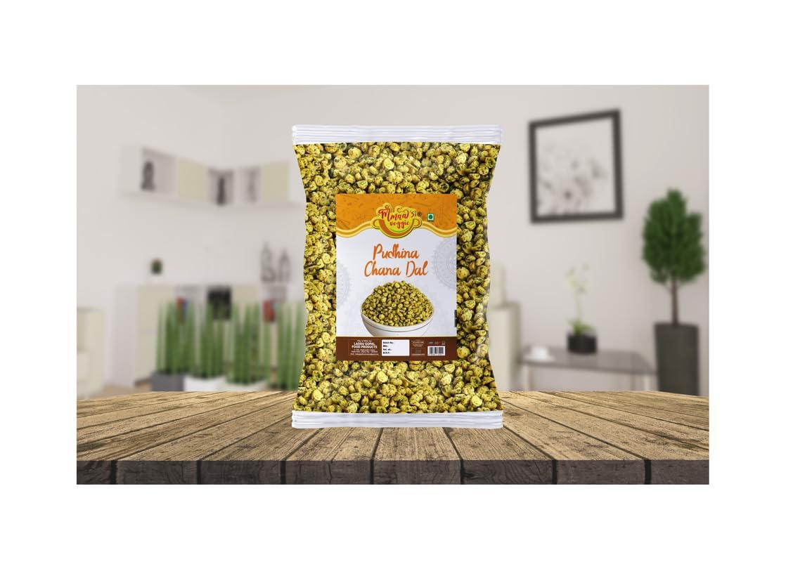 MMAA\'S VEGGIE Mmaa\'s Veggie Roasted Chana Dal Nimbu Pudina Chana Dal | Roasted Nimbu Pudina Masala Chana Dal | Nimbu Pudina Chana Gluten Free, Vegan Snack Spicy Namkeen Anytime Savoury Snack-850g*5Pack