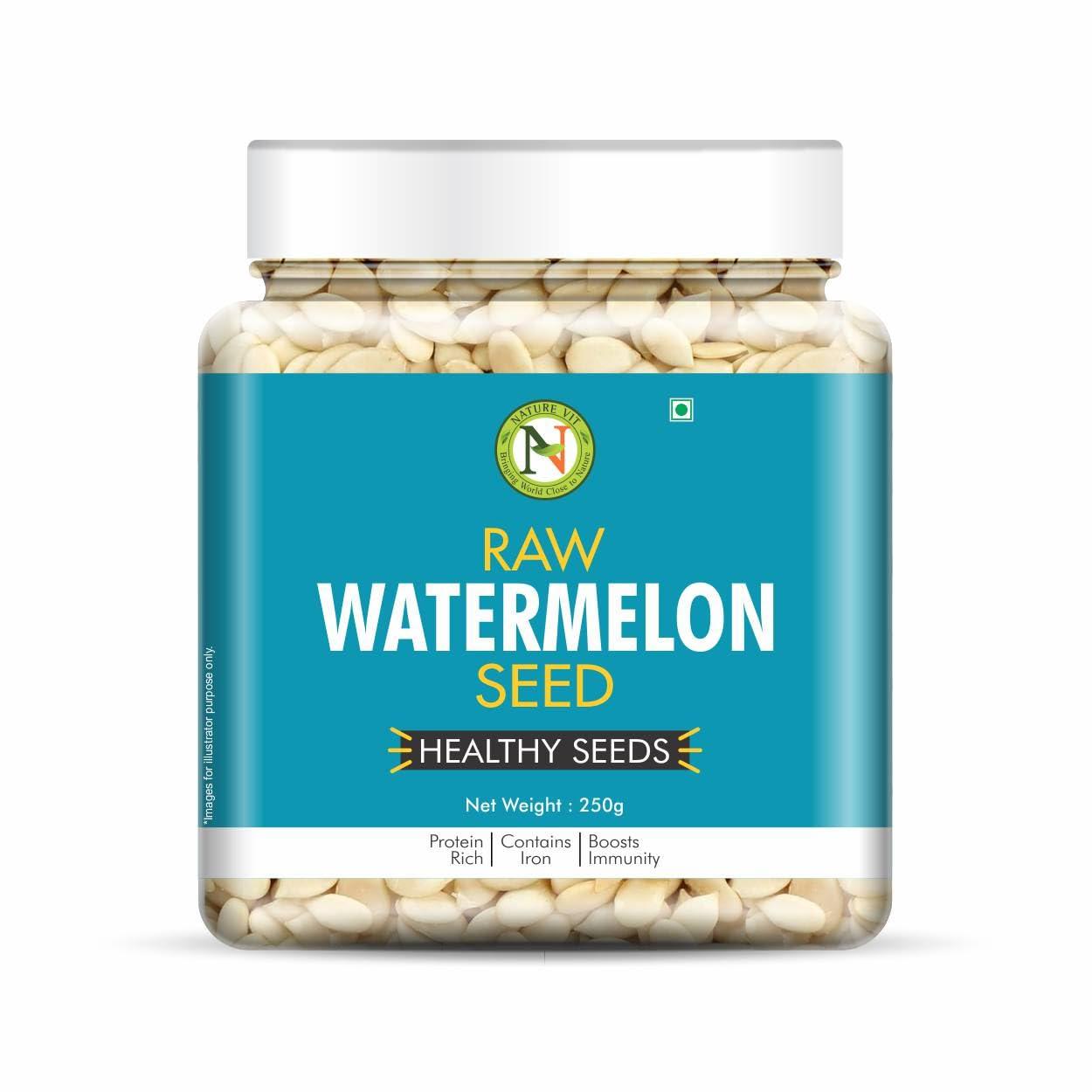 Nature Vit NatureVit Watermelon Kernel Seeds, 250g (Jar Pack) | Watermelon Seeds without Skin | Tarbooj Magaz | Specially for Making Gravies in Indian Curries |