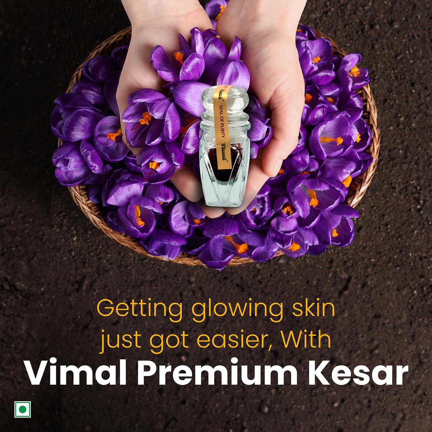 Vimal Vimal Premium Kesar Original & Pure Saffron for Tilak | Pack of 1 Glass bottle (1g x 1) | Biryani | Improved Health