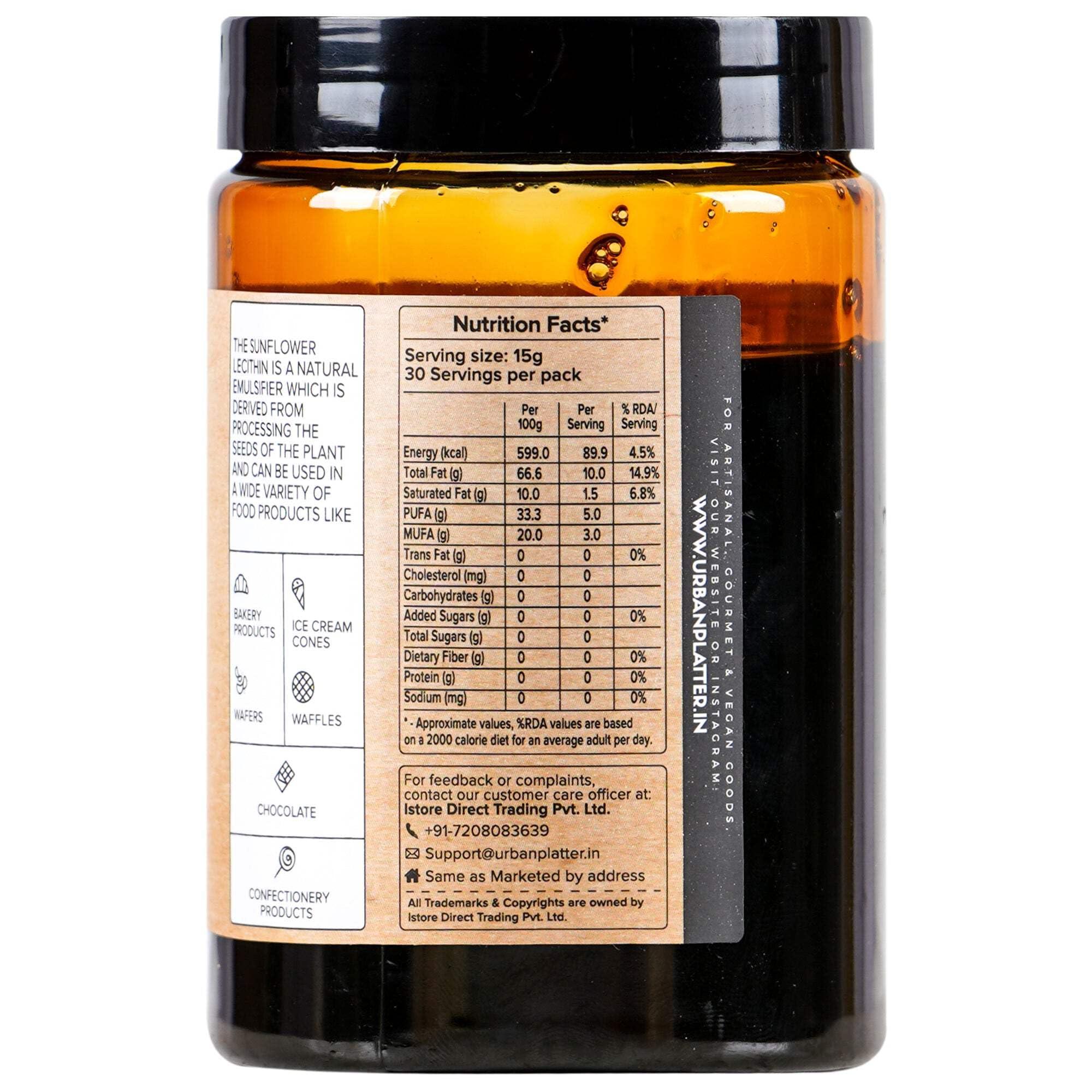 urban platter Urban Platter Sunflower Lecithin Liquid, 450g (Emulsifier|Thickener|Stabiliser|Natural Food Additive|Add to bakery products, chocolate, confectionery products)