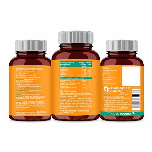 Carbamide Forte Carbamide Forte Curcumin Tablets with Piperine and 95% Curcuminoids | Anti inflammatory Supplement for Adults | With Curcuma Longa, Turmeric & Ginger Root extract | 60 Veg Tablets