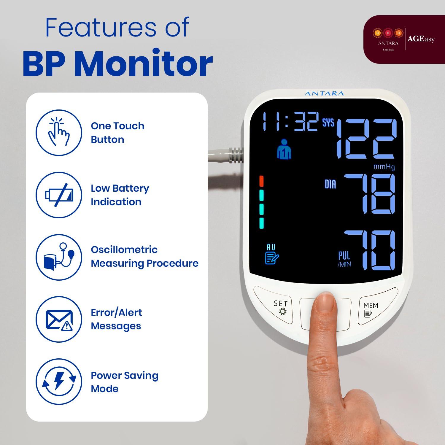 AGEasy AGEasy (Max Group) Fully Automatic Digital Blood Pressure Monitor | 2 Years Warranty | Portable, Lightweight BP Machine for Monitoring Hypertension & Managing Heart Health| Arm Circumference (22-42cm)