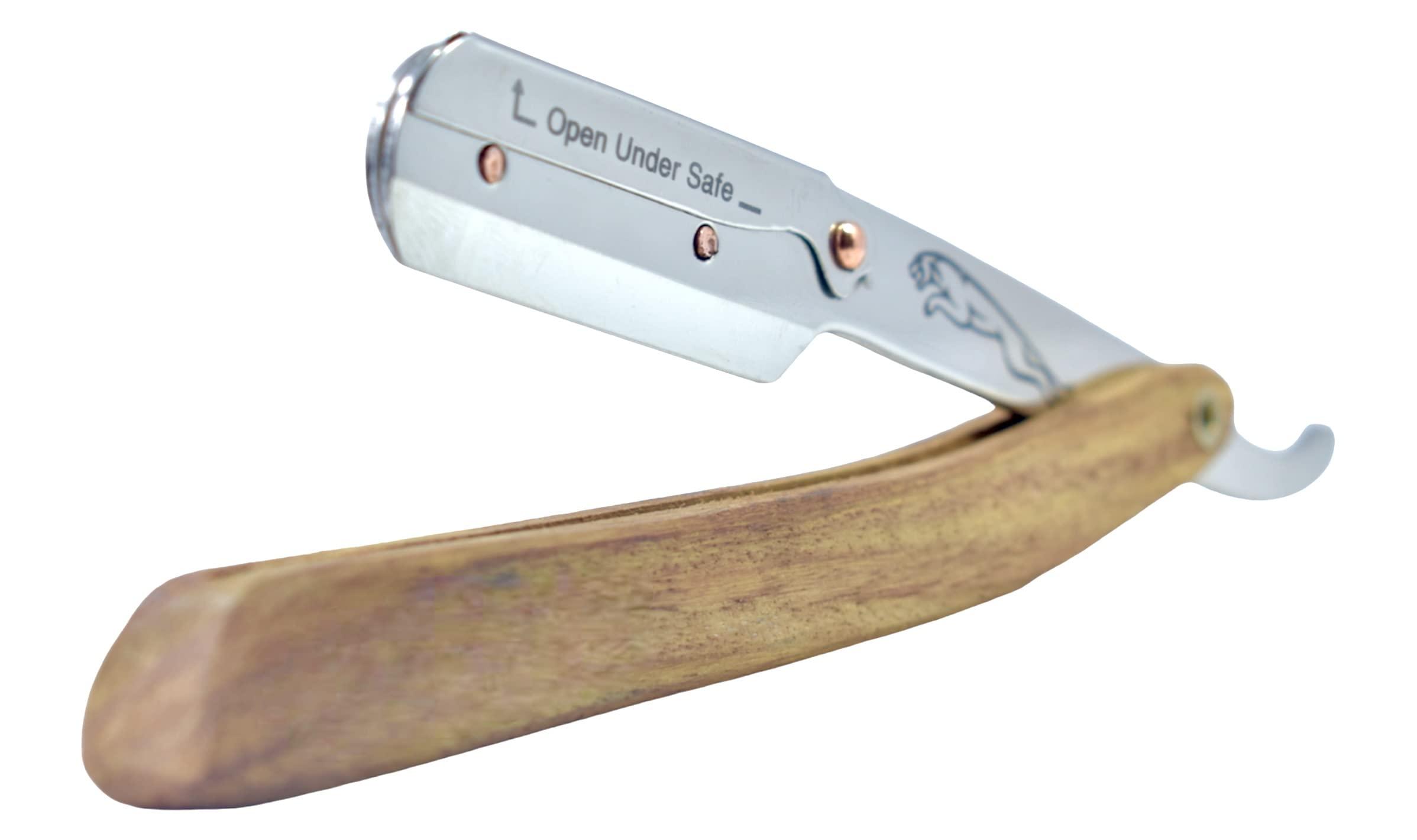 RT SHOP RT SHOP Straight Blade Wooden Handle Edge Razor Shaving Shaver For Men, (Free Blade Inside)