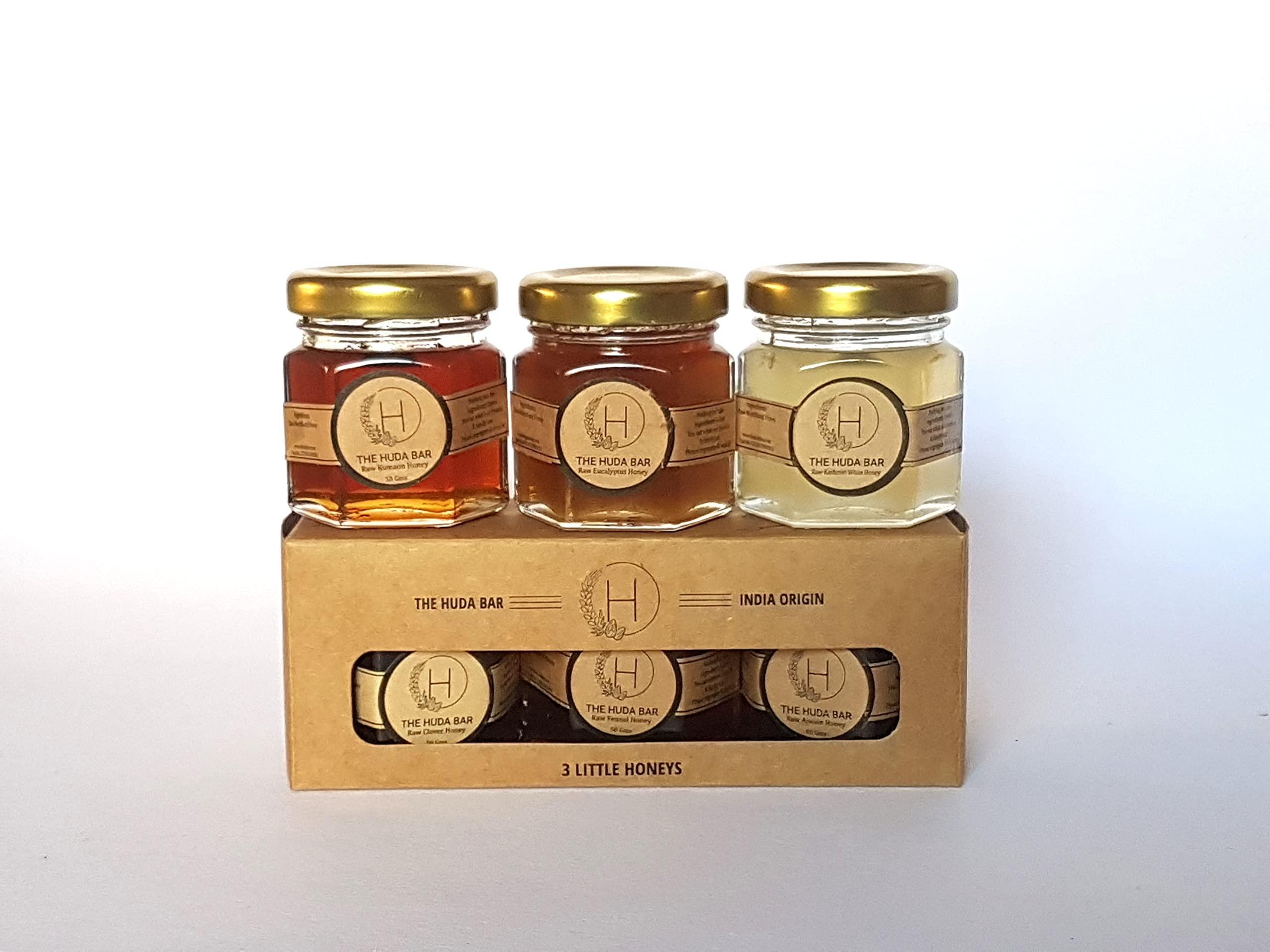 THE HUDA BAR THE HUDA BAR Handmade Healthy Pure Unprocessed No Added Sugar Three Little Honeys : 3 Flavours 3 * 50gms