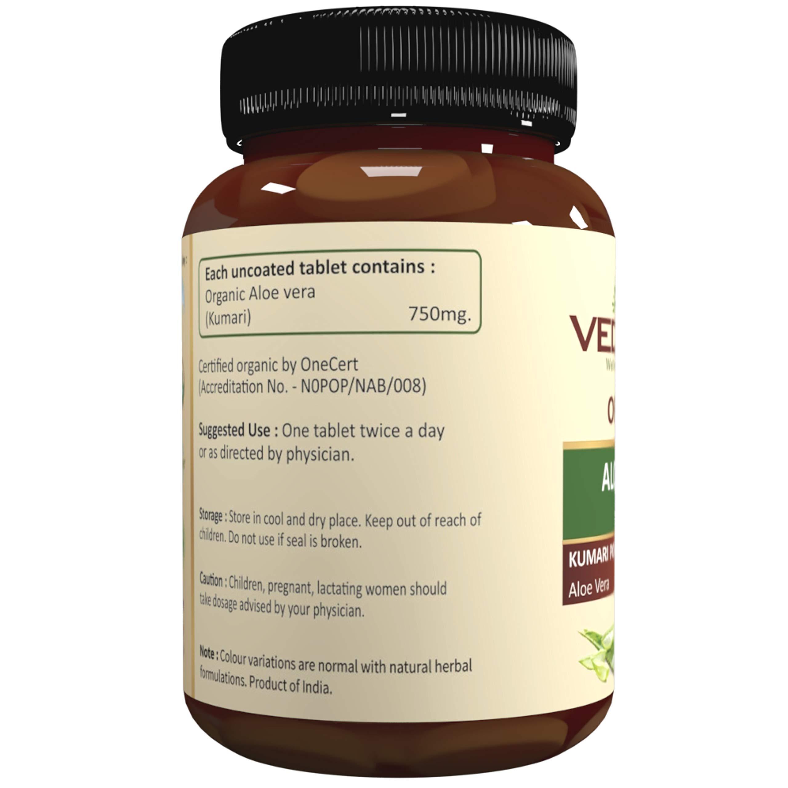 VEDAONE Vedaone Aloe Vera Tablets as Herbal Supplements - 100% Pure Organic Aloe Vera Extract 750mg 60 Tablets (Pack of 2)