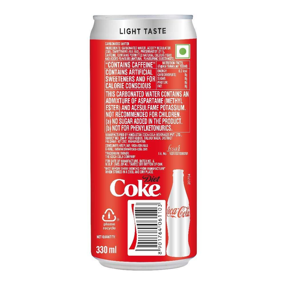 Coca-Cola Coca-Cola Soft Drink - Diet Coke, 330Ml Can, Vegetarian