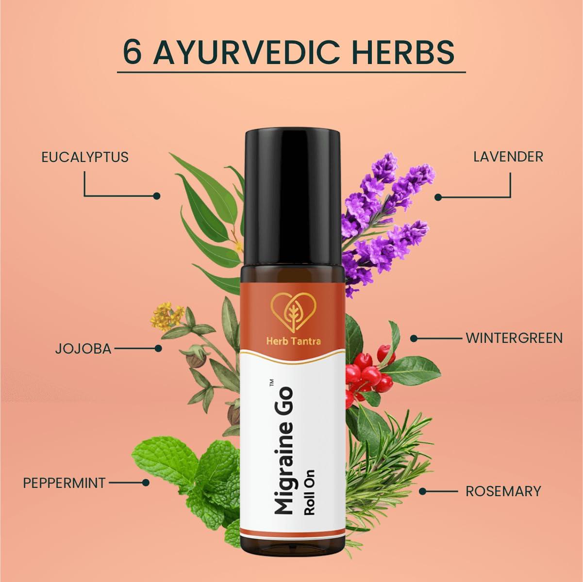 Herb Tantra Herb Tantra Migraine Go and Cervical roll on combo | A perfect kit for relief from headache, tight muscle, Cervical | 100% natural & Ayurvedic |Easy To Use
