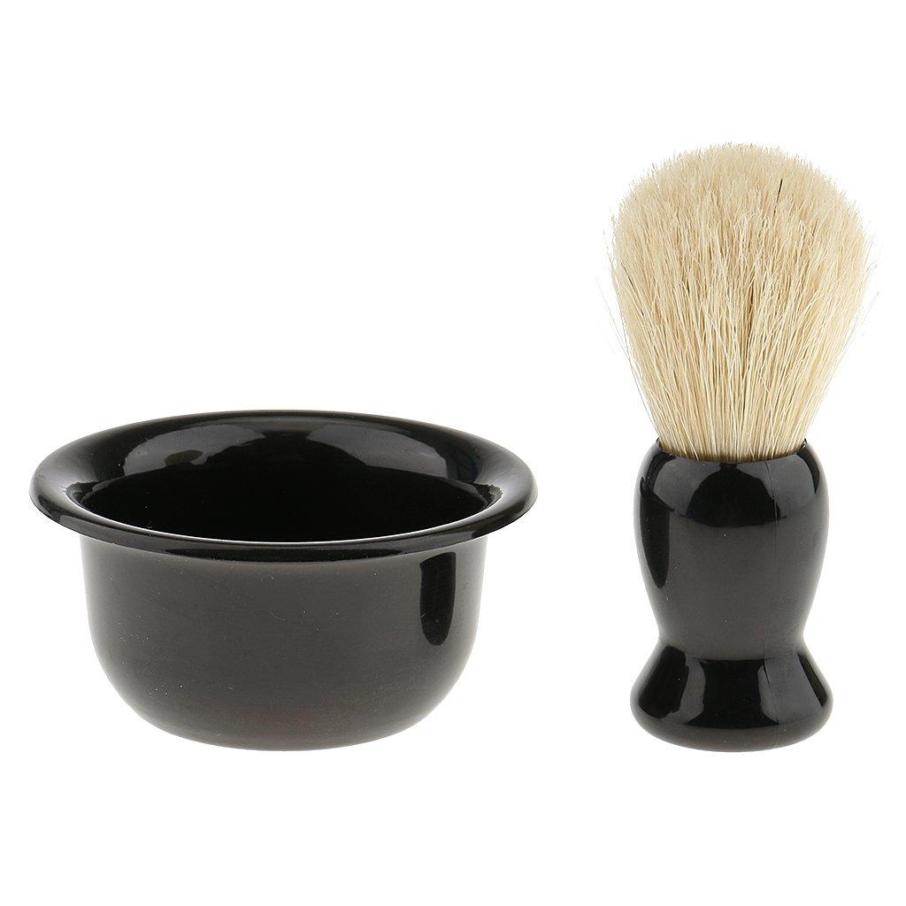 LICHTS LICHTS Anself 5 in 1 Men\'s Manual Razor Set Stainess Steel Stand Holder Wet Shaving Beard Razor Shaving Brush Bowl