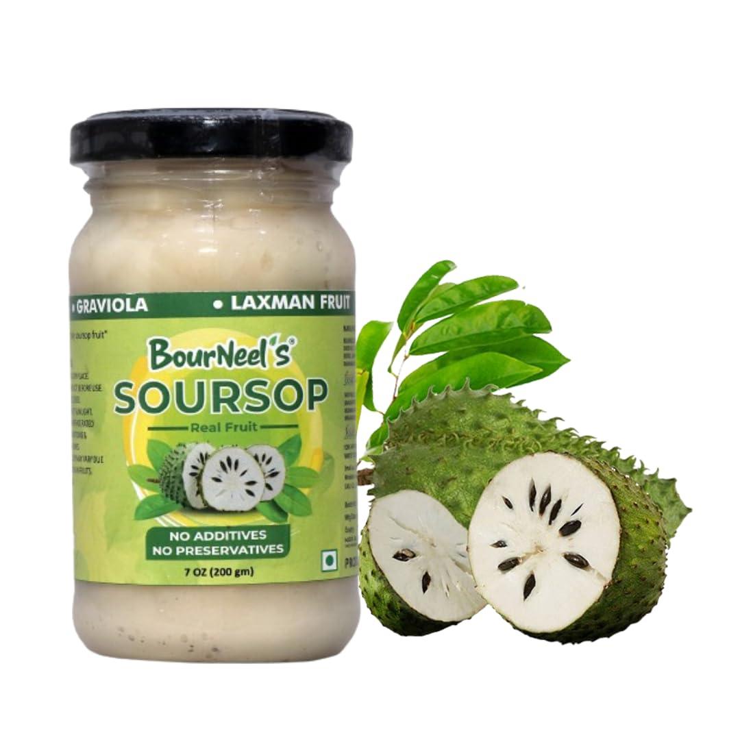 BourNeel's BourNeel\'s Soursop Fruit Jar 200gm Pack of 1 | No Preservatives | Immunity & Energy Booster | Organic Natural & Real Healthy Graviola Laxman Phal Fruit | High Vitamin C |