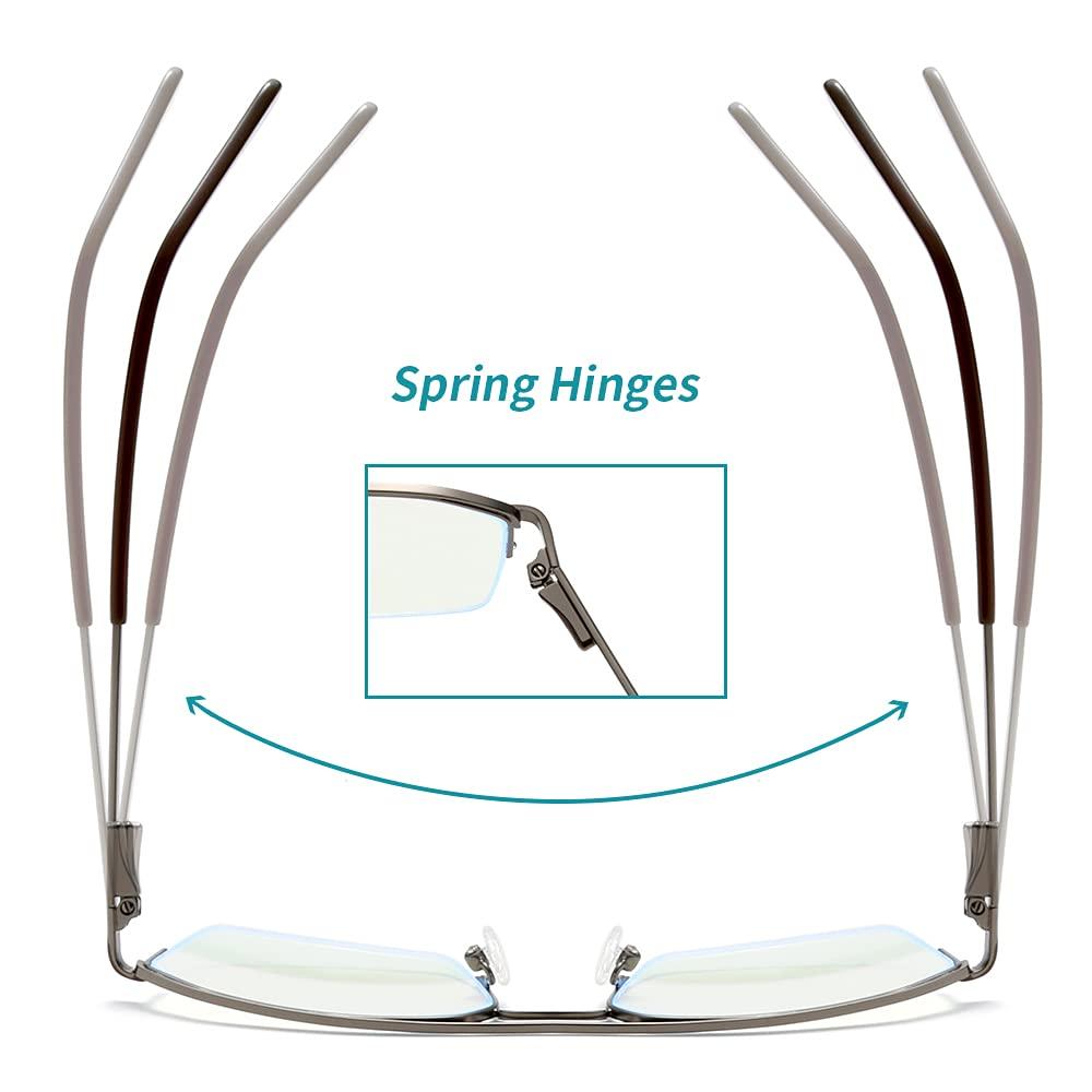 grey jack grey jack Polygon Half Rim Blue Light Fliter Glasses for Men Women UV Protected Computer Metal Frame Glasses 5154 Dark Gun/Brown