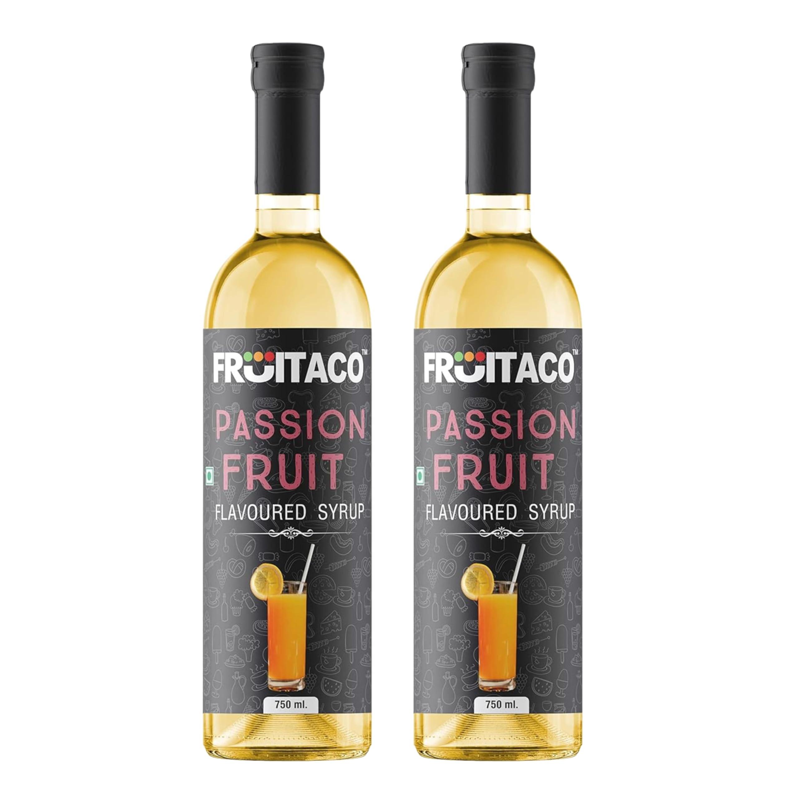 Fruitaco Fruitaco Passionfruit Syrup for Mocktails, Cocktails - Pack of 2 (750ml each):Perfect Mixer for Enhancing Mocktails & Cocktails, Drinks, and Mojitos at Parties, for All Your Mixing Needs