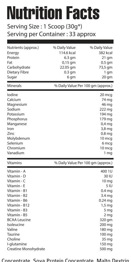 ARMOUR NUTRITION ARMOUR NUTRITION Maxx Gainer 1kg Carribean Coconut Flavor Build Mass & Strength