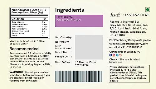 TEACURRY TEACURRY Lavander - (2 Month Pack, 60 Tea Bags) Tea Helps in Relaxation and improves sleep time