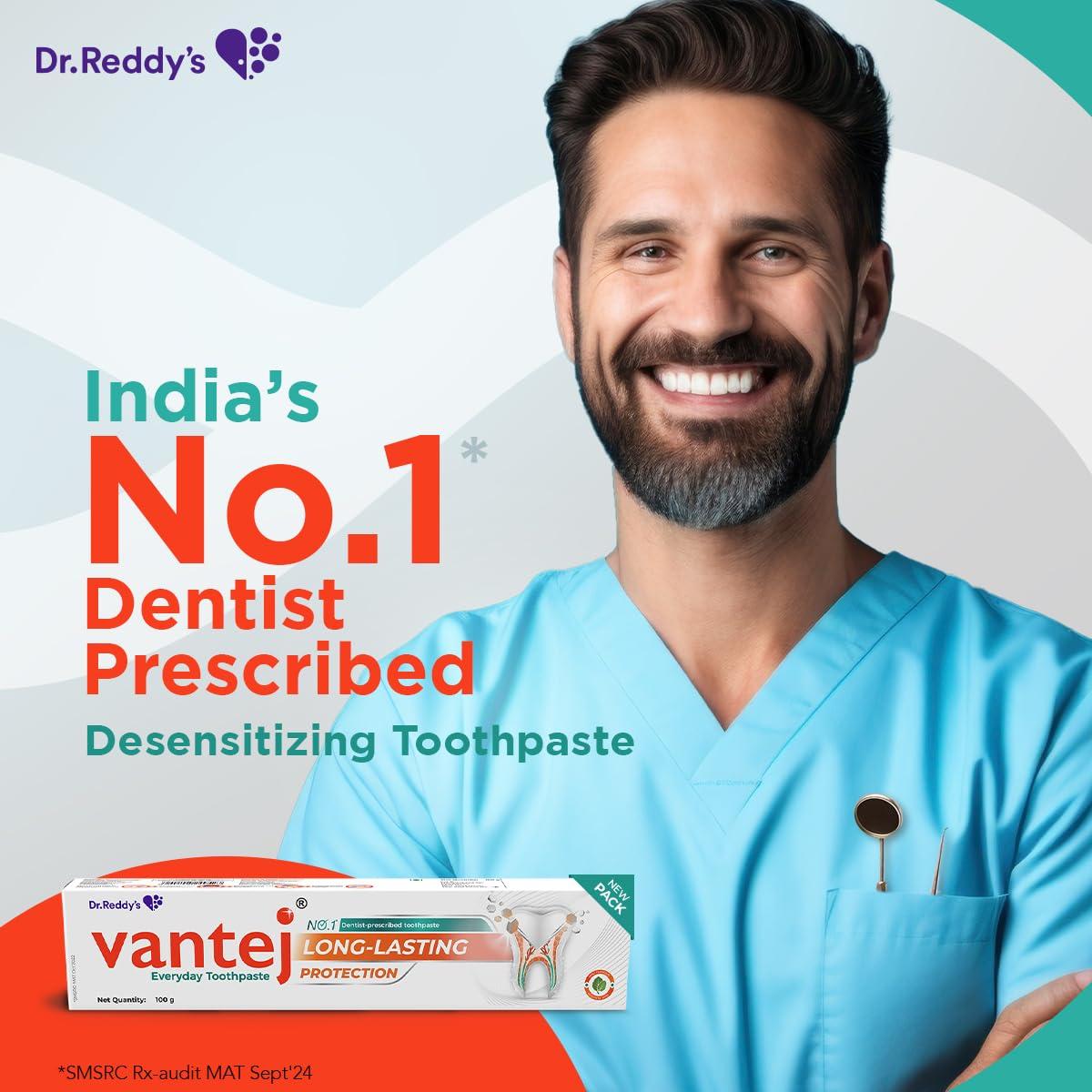 Vantej Vantej Toothpaste for Sensitive Teeth, Dentist recommended, sensitivity toothpaste for everyday use - 100g, white x Pack of 2