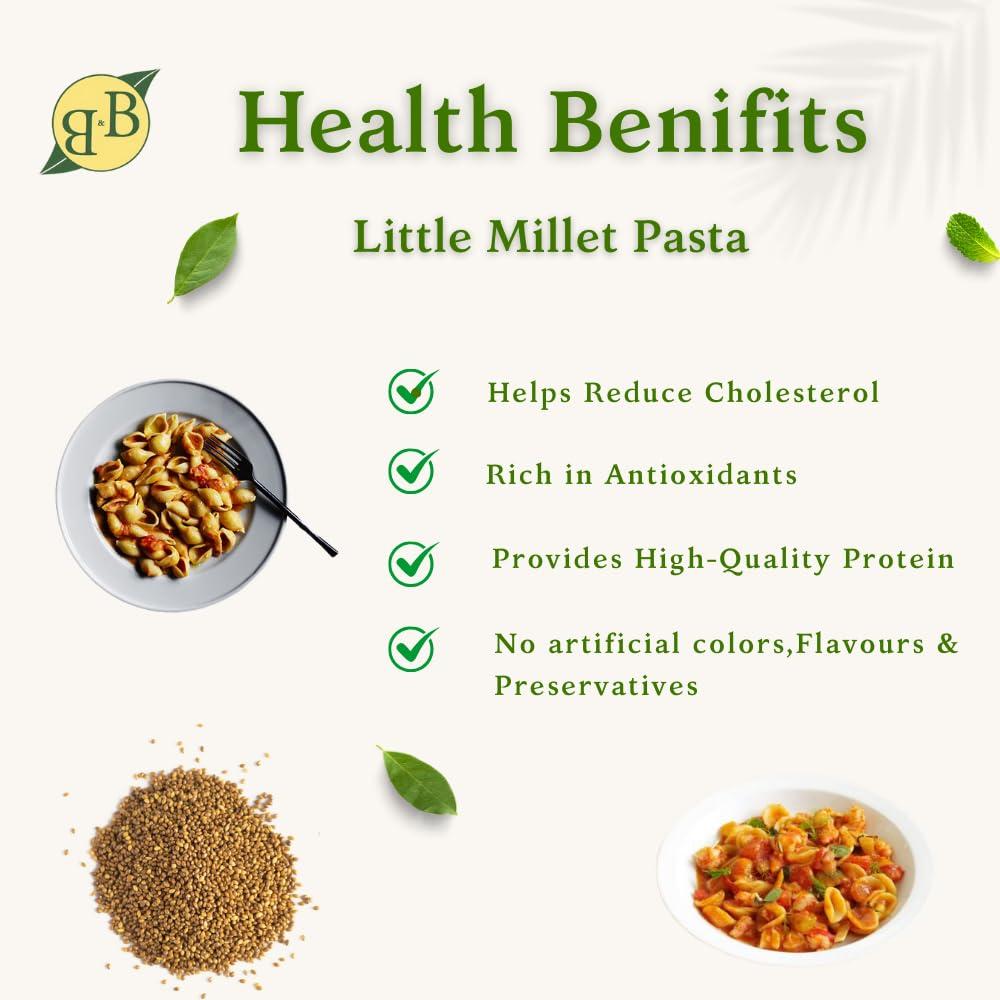 B&B Organics 5000 BC Little Millet Pasta (180g Pack of 2)/ Saamai pasta/Natural and Preservative Free/Zero Additives