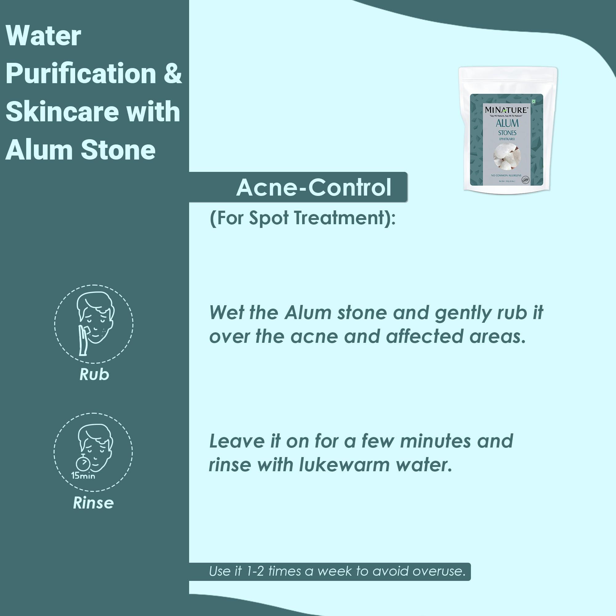 minature Alum Stone(phitkari) by mi nature | for Skin Care | Water Purify| Pure Alum Stone (Potassium Alum) (Fitkari)|Cruelty Free | Post Shave Use| For Natural Deodorant (250g)