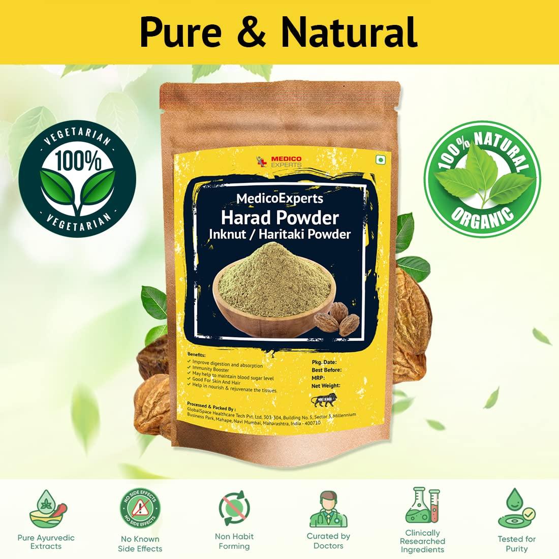 MedicoExperts MedicoExperts Harad Powder - 100gms - Haritaki Powder, Inknut Powder for Dark Circles, Face, Skin & Healthy Digestion - Harde Powder, Kadukkai Powder Organic, Haritaki Churna