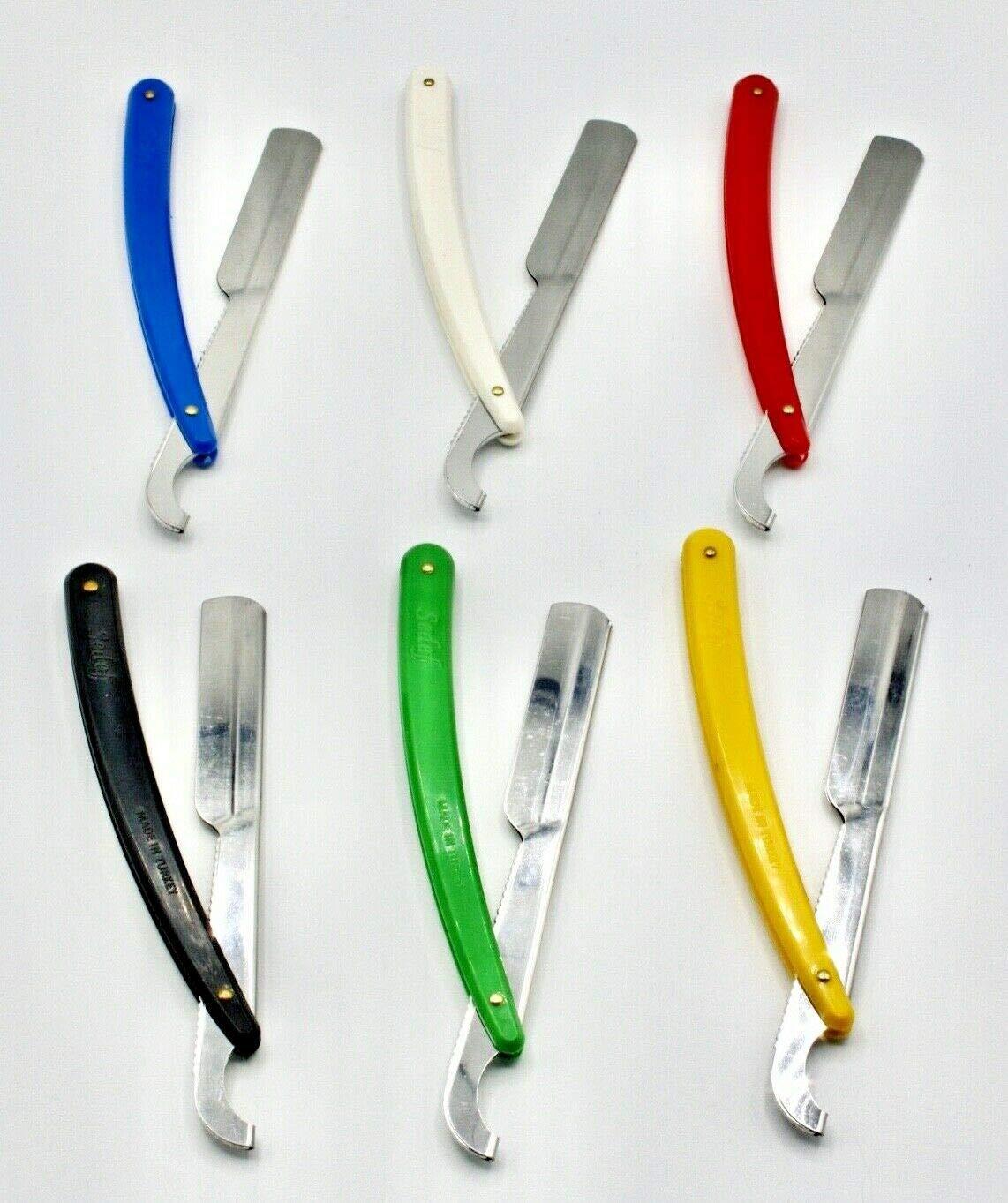 Ali Biyikli / Sedef 6 x Turkish Cut Throat Razor/Straight Modern Shaving Shavette (6 pcs Perma-Sharp razor blade (Gift)