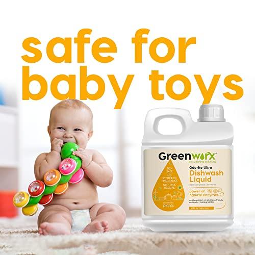 Greenworx - Bio Cleaning Solutions Greenworx - Bio Cleaning Solutions Natural Dishwash Liquid - 5 Ltr | Biodegradable, Non-Toxic, Eco-friendly | Baby & Pet safe