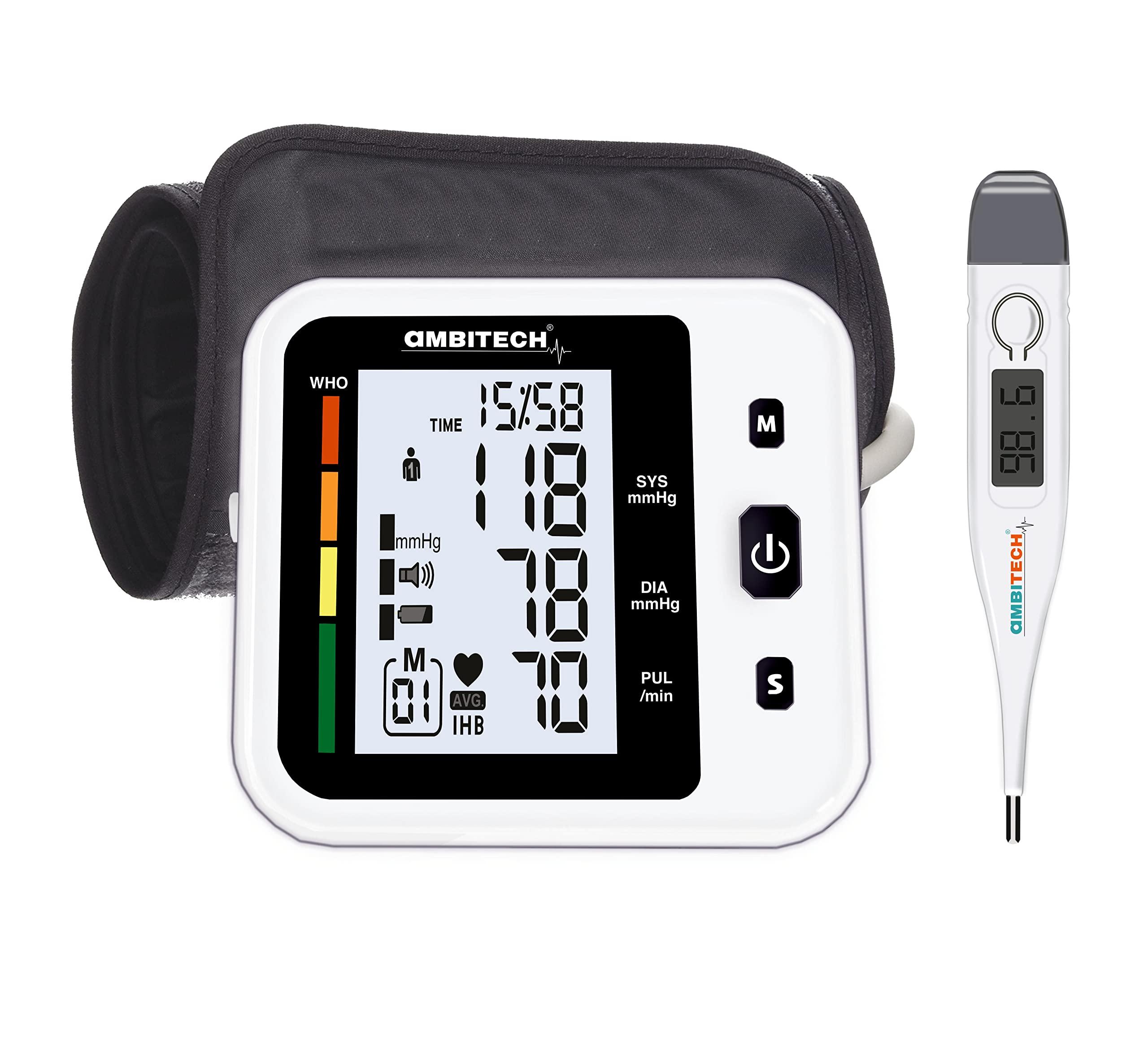 AMBITECH AmbiTech Fully Automatic Digital Blood Pressure Monitor With USB Port and AmbiTech Digital Thermometer (Made in India) (2 Year Warranty)