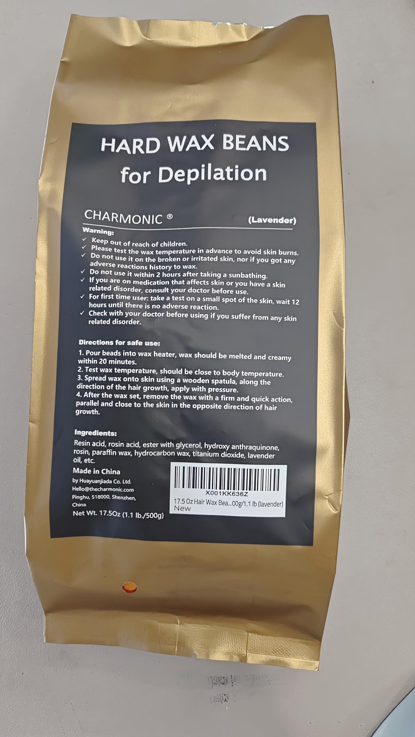 Charmonic Charmonic 17.5 Oz Hair Wax Beans Hard Body Wax Beans, Hair Removal Depilatory Wax European Beads For Women Men 500 Gram/17.5Oz Lavender