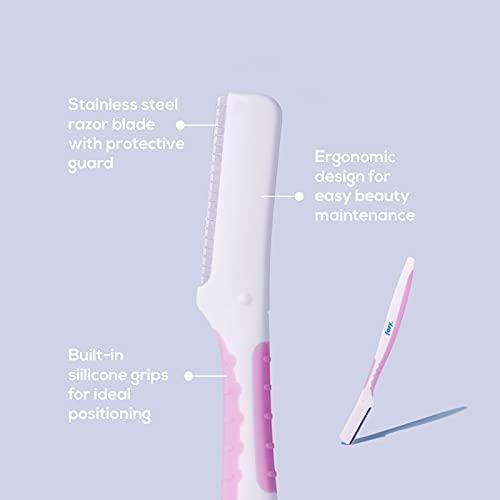 Favy Favy Facial Beauty Razor, Eyebrow Razor, Dermaplane Razor, Exfoliate your skin, Keep your skin clear, Make your face smooth, Remove peach fuzz, Allow for flawless makeup application, 3 Pack