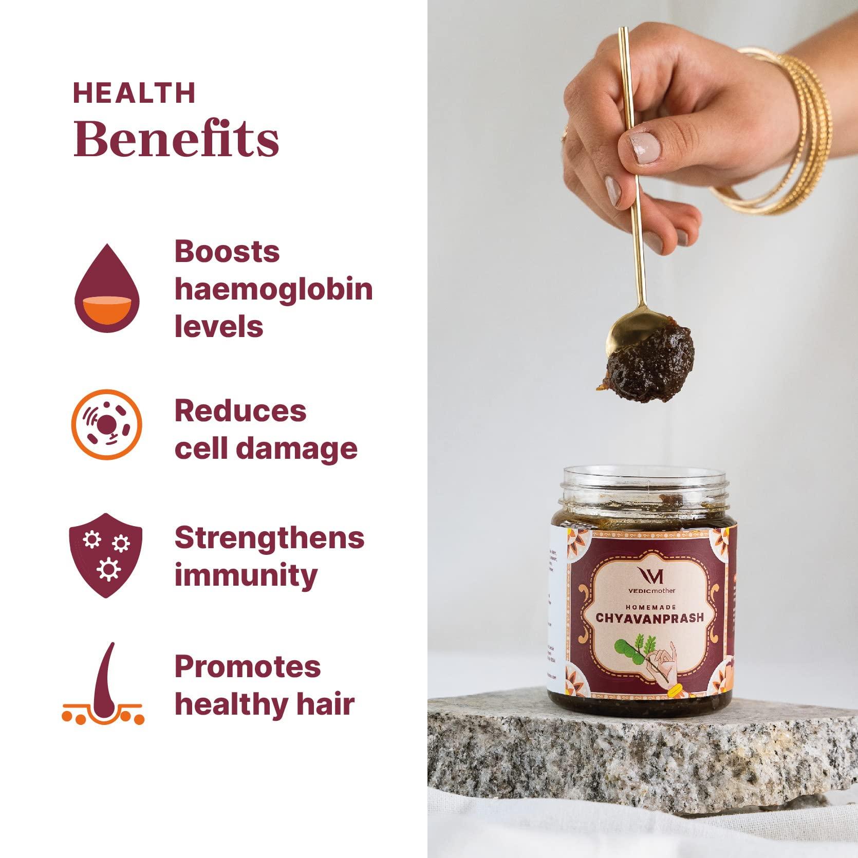 Vedic mother Vedic Mother Homemade Chyawanprash 500GM(Pack of 2)| 2X Immunity Booster with Zinc Vitamin C, Pure Cow Ghee | Helps Build Strength and Stamina | Made With Hand Picked Ayurvedic Herbs Without Additives