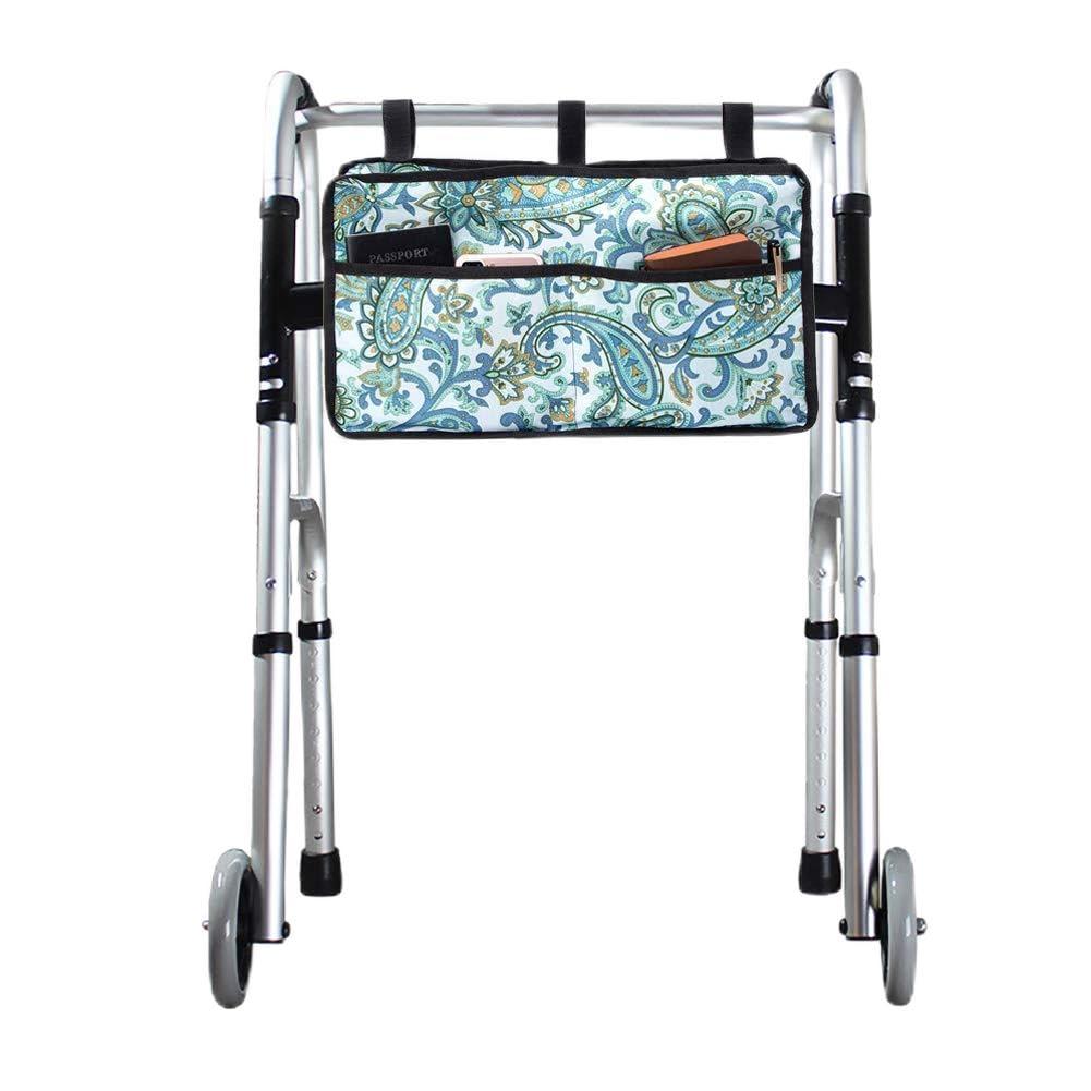Hersent Walker Bag, Hands Free Accessory Basket for Folding Walkers, Multi-Purpose Cell Phone,Water Bottle,Medicine Attachment Fits for Wide and Narrow Styles, Multiple Pockets Tote Caddy Pouch for Elderly