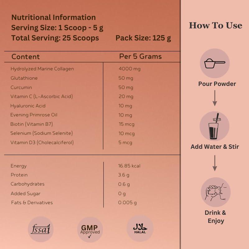 INJA Wellness INJA Wellness Beauty Marine Collagen Supplement For Women, Men, Vitamin C Collagen With Japanese Formulation, Healthy Joints, Muscles, Skin & Hair, Sugar & Gluten Free, Mango Flavor, 125Gm - Powder