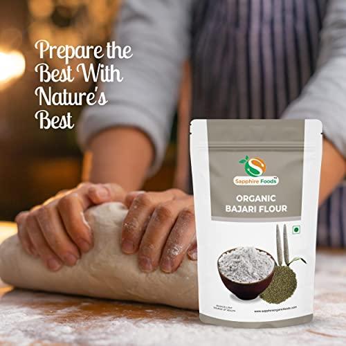 SAPPHIRE FOODS SAPPHIRE FOODS Organic Bajari Flour | Pearl Millet, Sajjalu, Kambu Flour | Bajri Atta | Vegan | Gluten Free | No Preservatives | ZipLock Packed (500g)