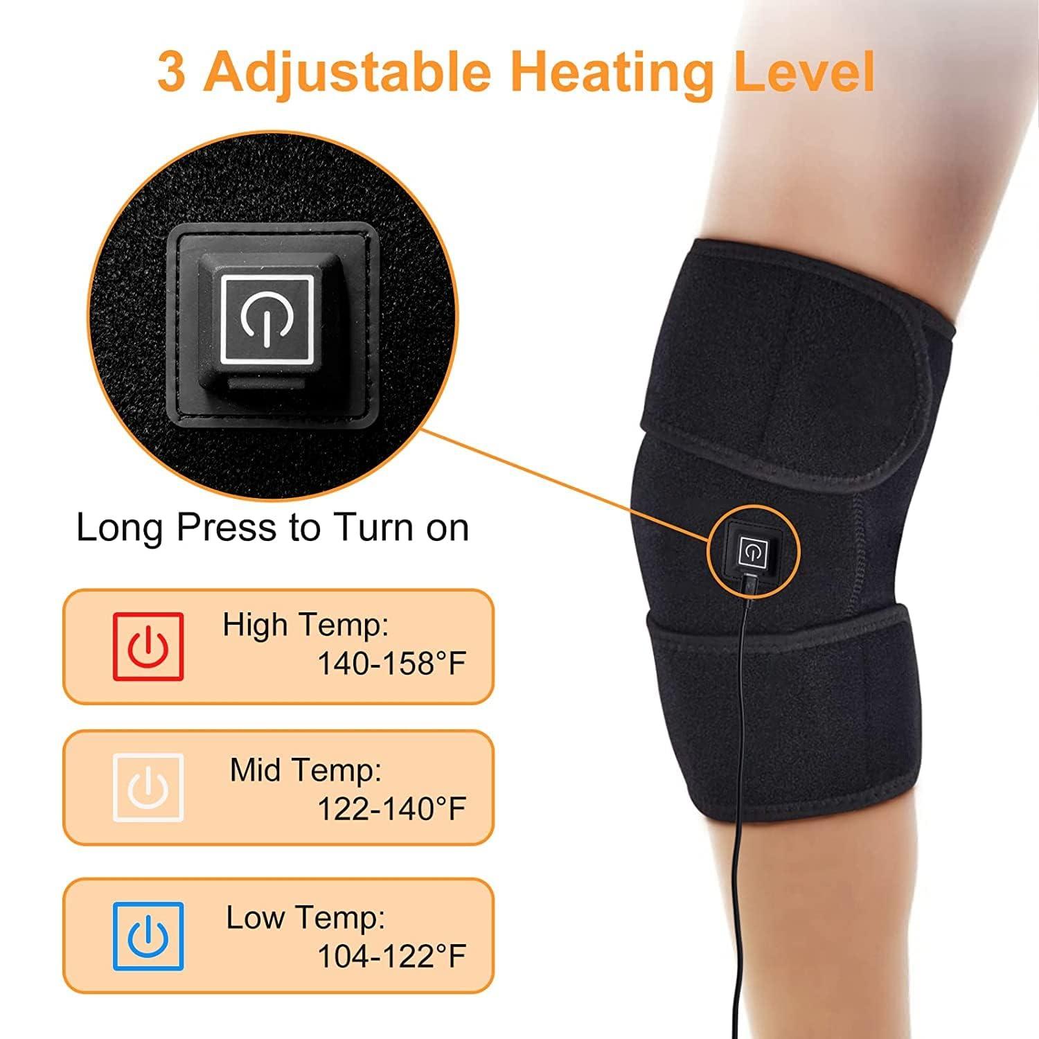 V R ENTERPRISE Heated Knee Brace Wrap, Knee Heating Pad for Arthritis Pain Relief, Electric Heat Knee Support with 3 Temperature Control Thermal Therapy for Joint Soreness, Swelling,