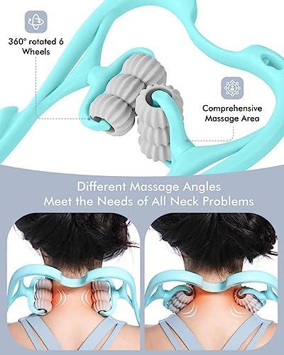 WIDE MART WIDE MART Neck Massagers,Handheld Neck Massage Roller Pressure Point Neck Massager for Neck Pain 6 Roller Manual Neck Massager Shoulder Relaxer Muscle Relax Tension Relief