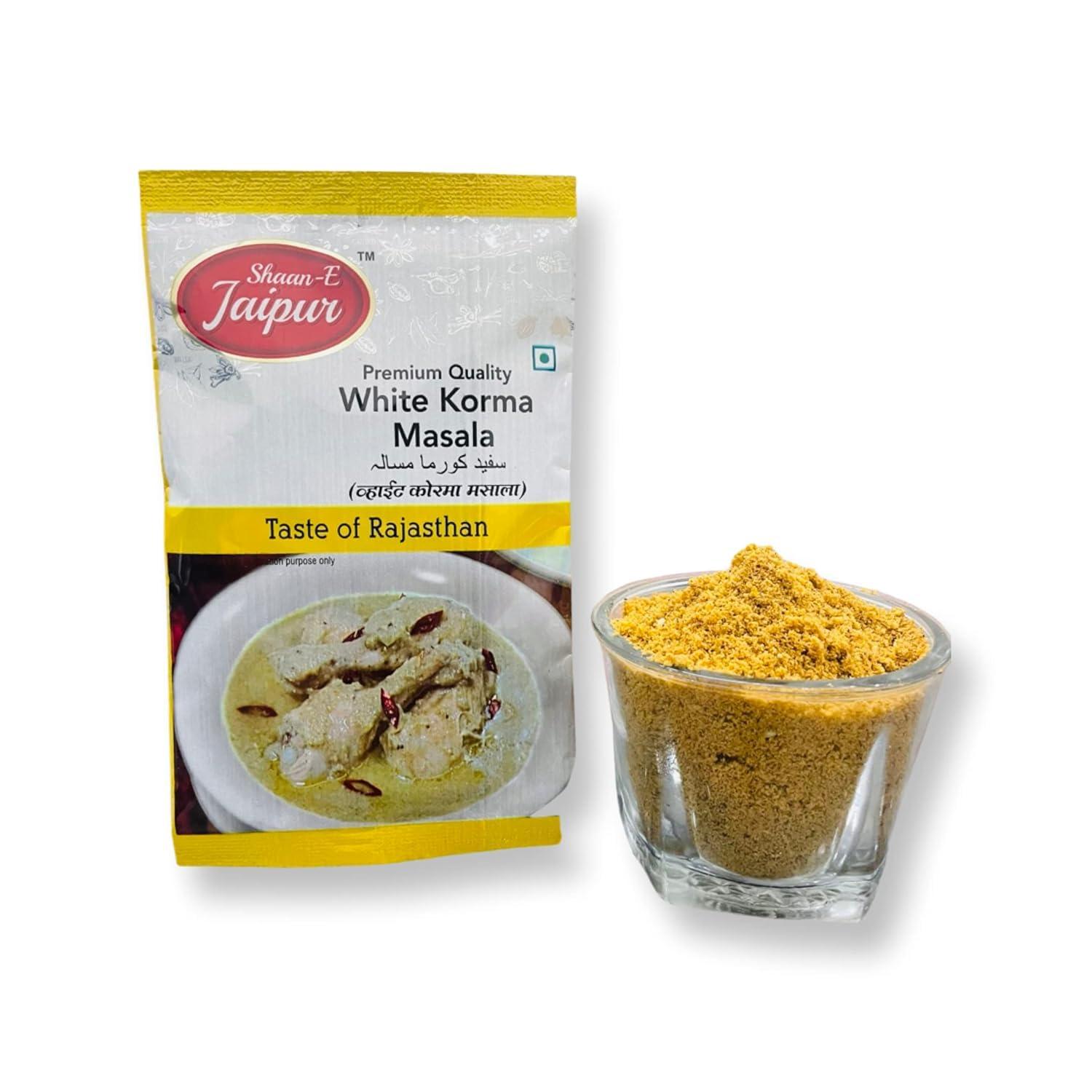 SHAAN-E JAIPUR Shaan-E Jaipur White Korma Masala | Shahi White Chicken Korma Masala | Natural Spices | Spice for Authentic Taste and Colour 50 gm Each (Pack of 1)
