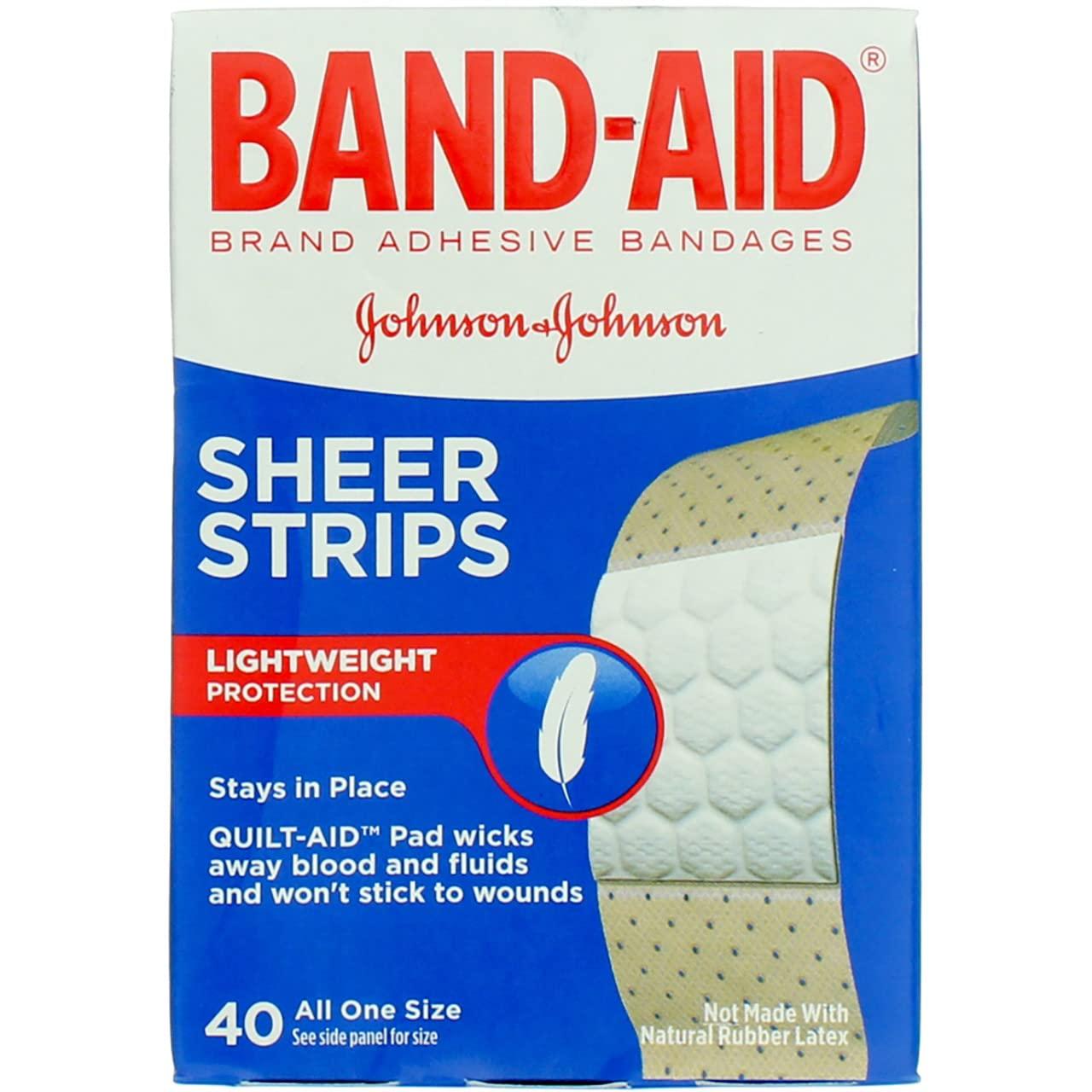 Band-Aid Band-Aid Brand Tru-Stay Sheer Strips Adhesive Bandages for First Aid and Wound Care, All One Size, 40 ct
